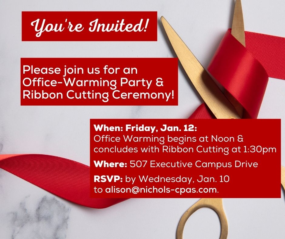 Join Us Friday, Jan. 12 for an Office-Warming Party & Ribbon Cutting! (Please RSVP by Jan. 10)